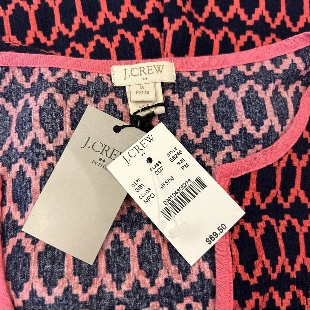 NWT J. CREW Tile Print Swim Coverup / Tunic Dress